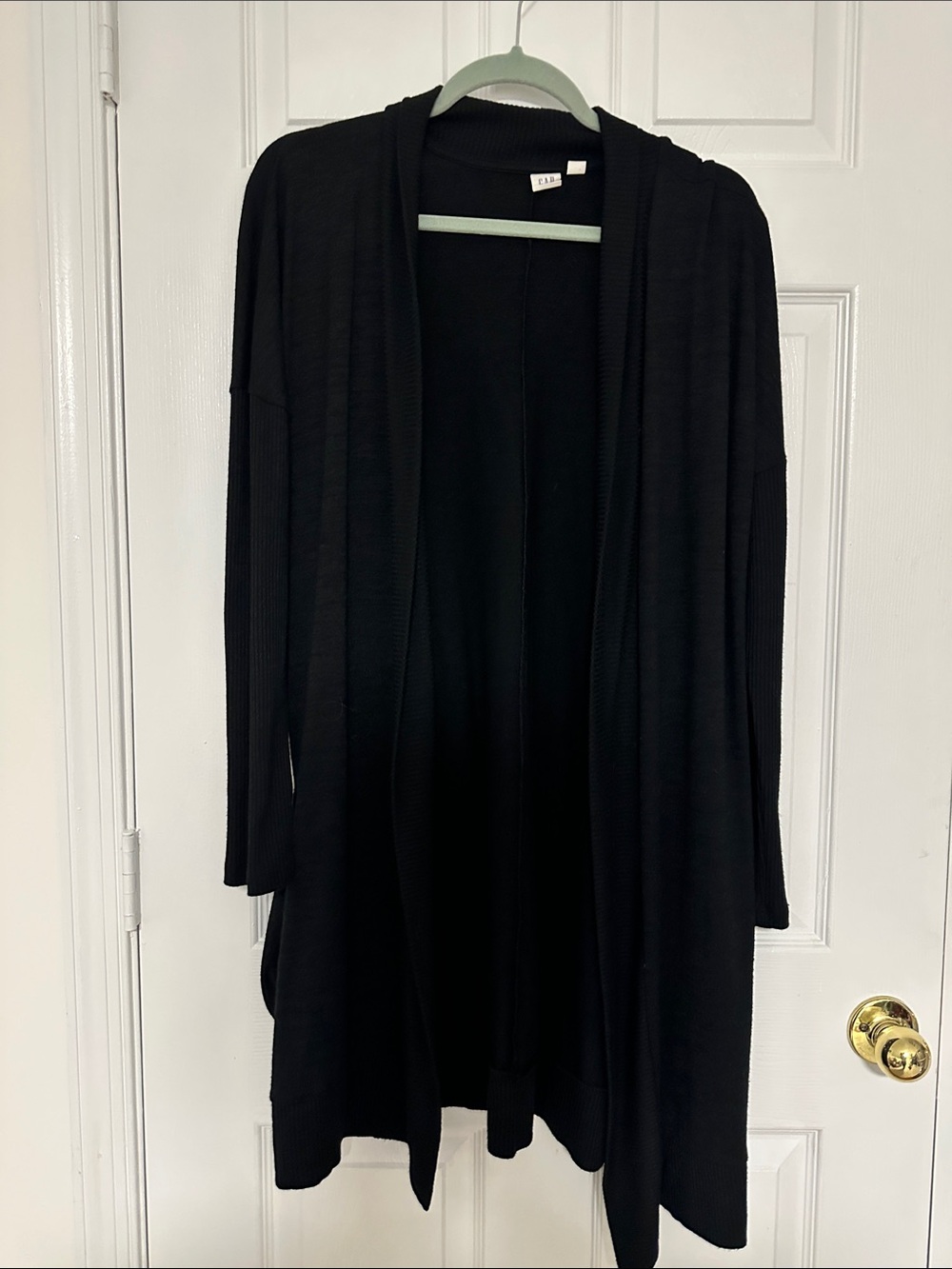 GAP Long Open Front Cardigan, Black, Size Large/L